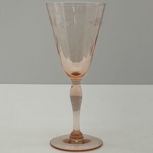 Depression Pink Etched Wine Champagne Glass Footed Steam Glasses 5 inch Tall